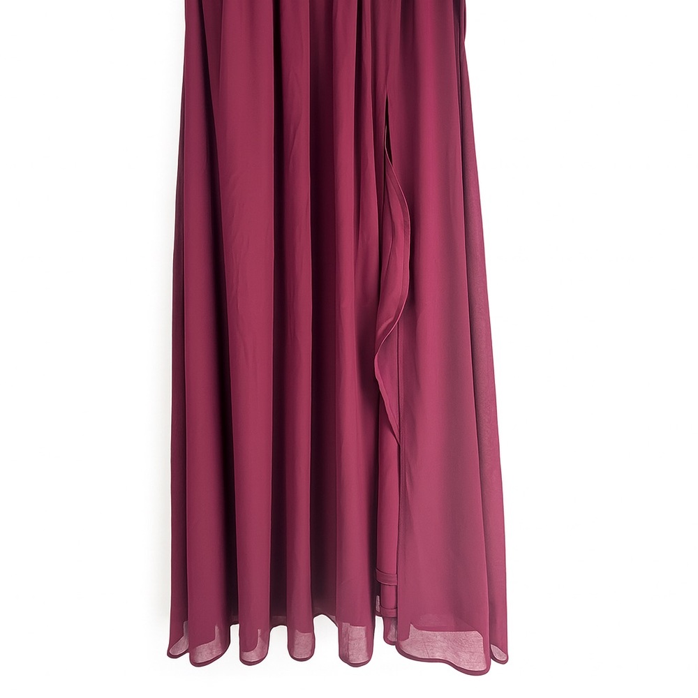 Lulus Burgundy Deep V-Neck Chiffon Maxi Dress NWT Size XL - Picture 6 of 6